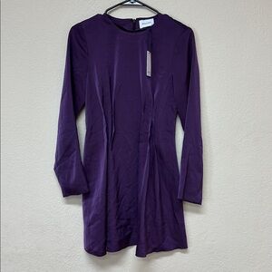 Boskemper NWT womans purple satin long sleeve mini dress size XS